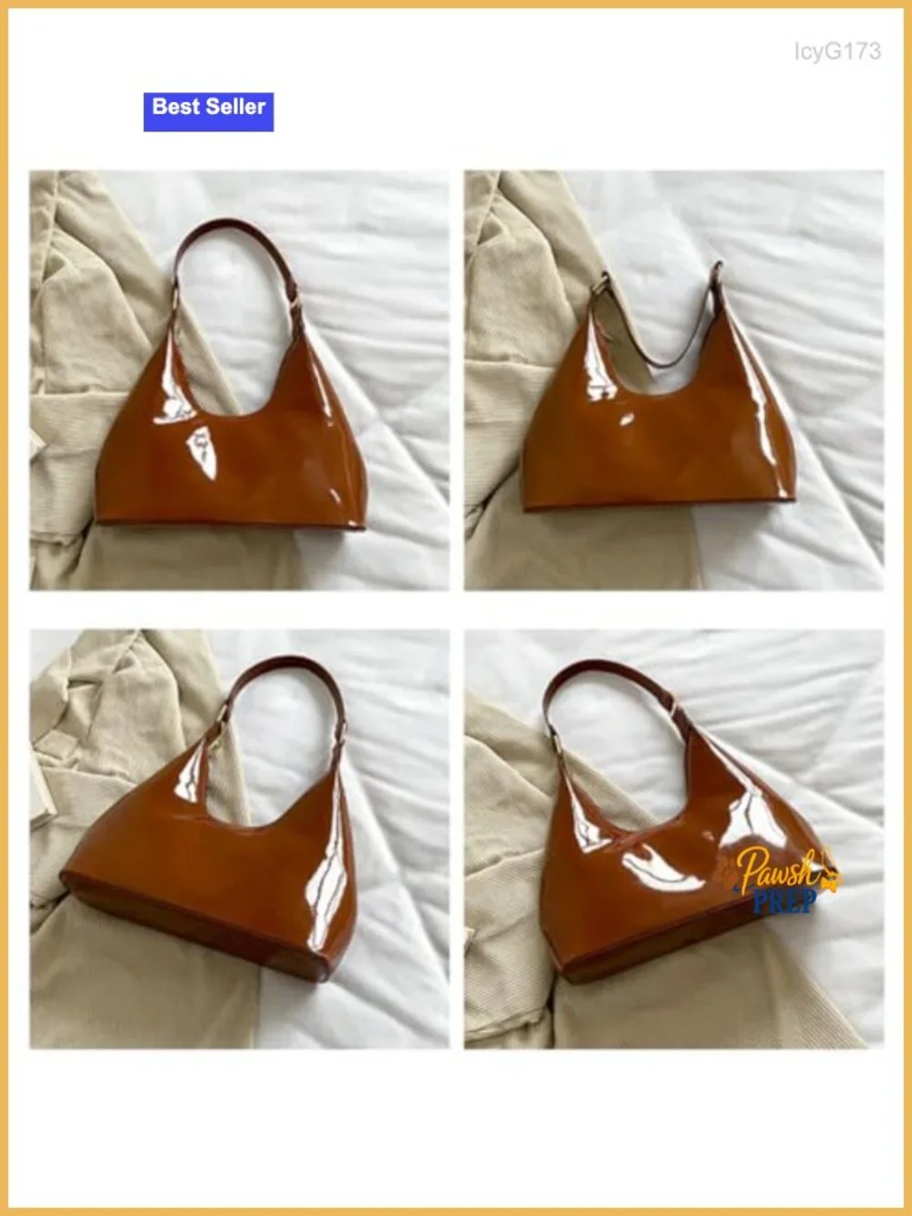 Patent Leather Hobo Bag Crescent Shoulder Bag Small Tote Satchel Purse